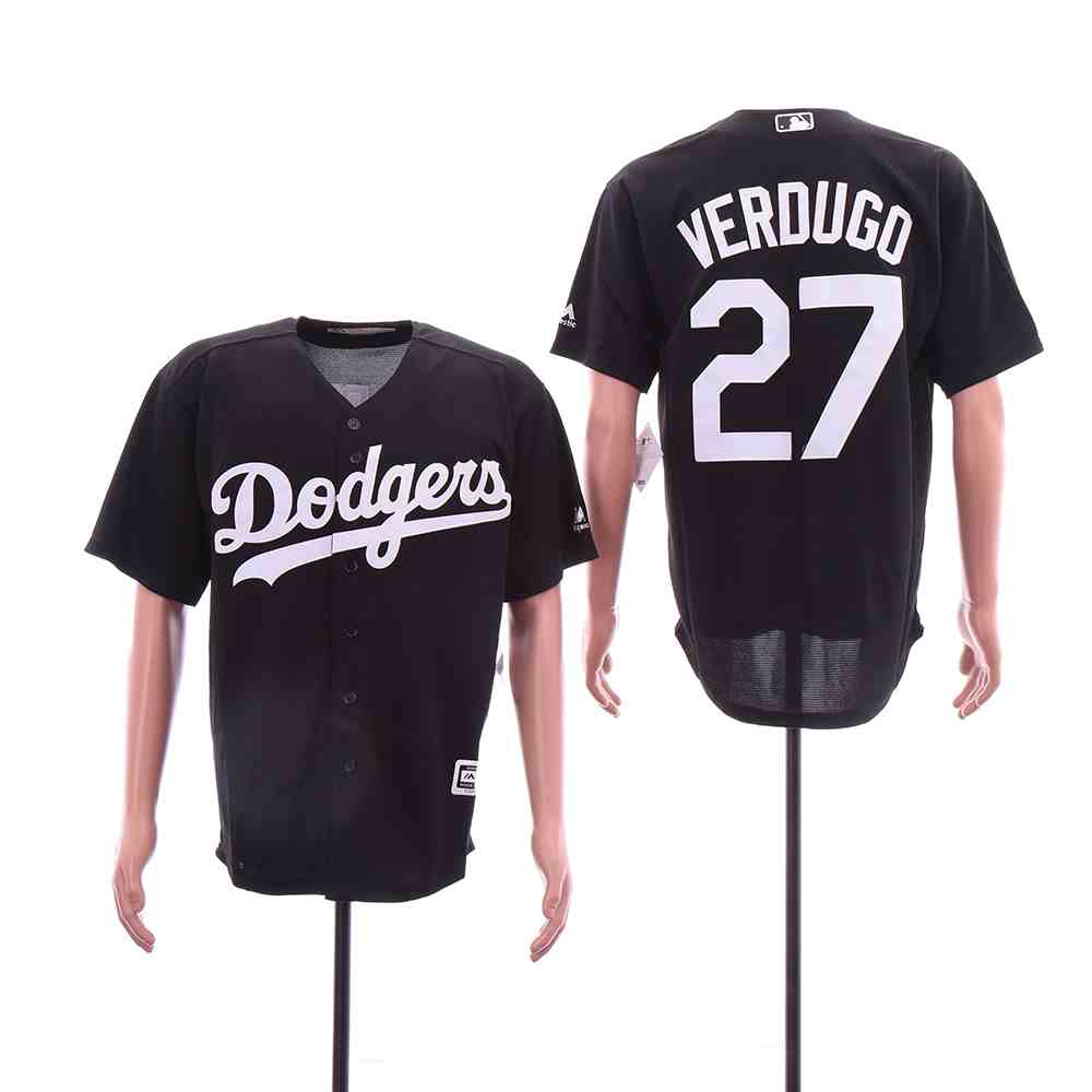 Men's Los Angeles Dodgers #27 Alex Verdugo Black Cool Base Jersey
