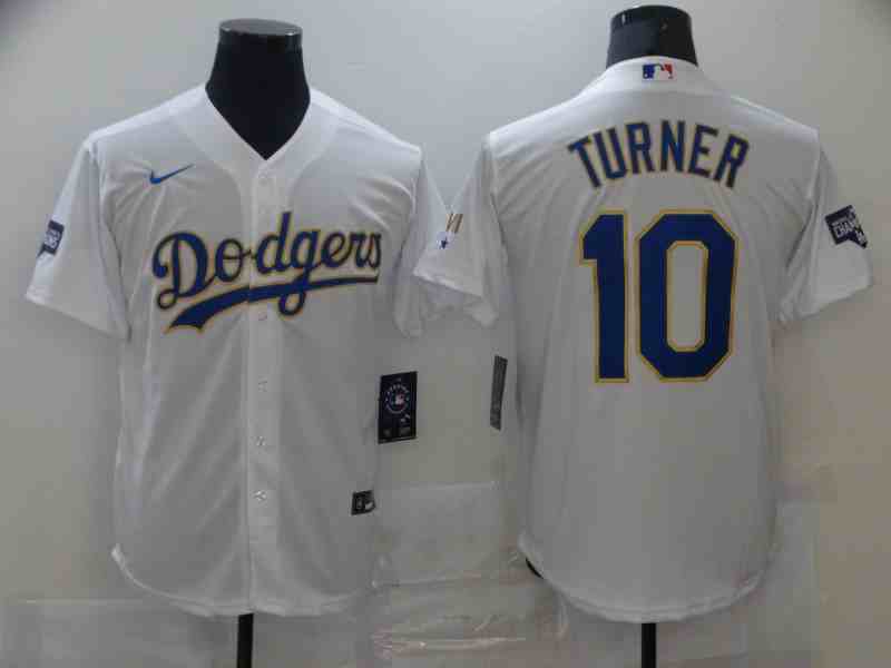 Men's Los Angeles Dodgers #10 Turner White Game 2021 Nike MLB Jersey