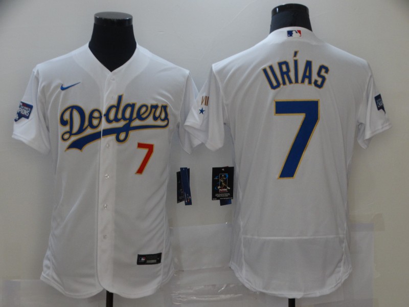 Men's Los Angeles Dodgers #7 Julio Urias White Nike 2021 Gold Program Flexbase Jersey