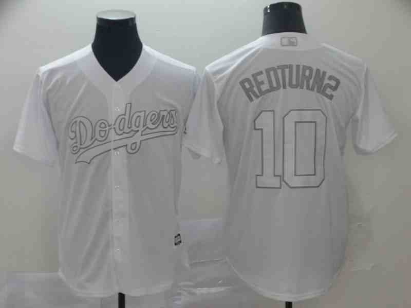 Men's Los Angeles Dodgers #10 Justin Turner RedTurn2  White 2019 Players' Weekend Player Jersey