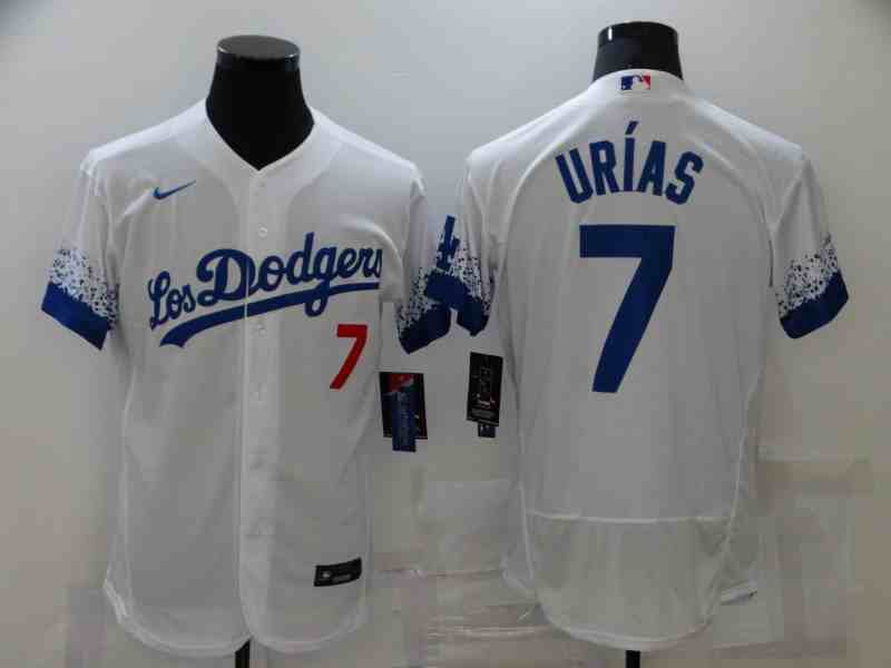 Men's Los Angeles Dodgers #7 Julio Urias White 2021 City Connect Flex Base Jersey