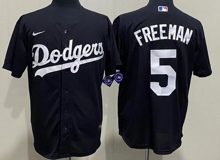 Men's Los Angeles Dodgers #5 Freddie Freeman Black Cool Base Jersey