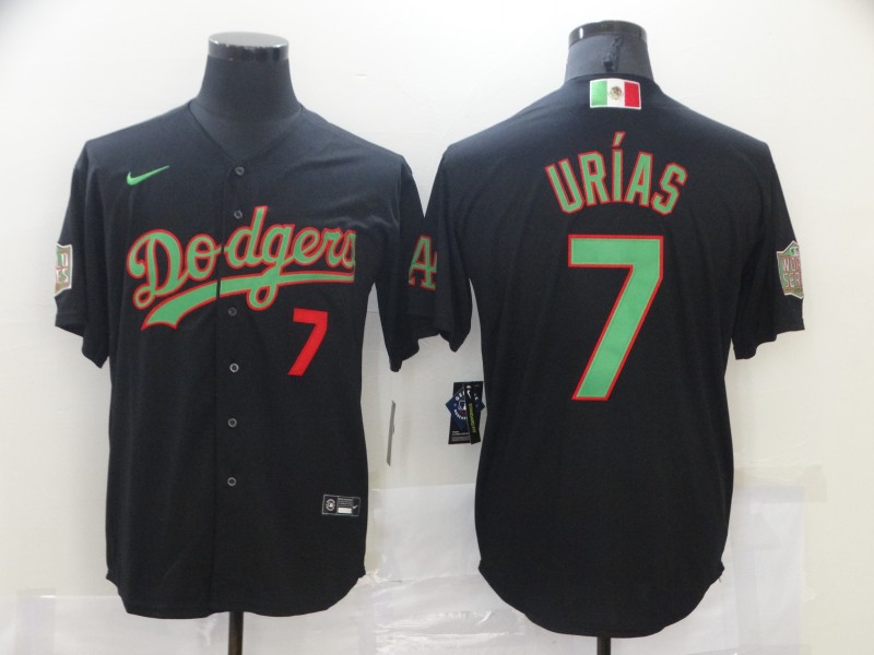 Men's Los Angeles Dodgers #7 Julio Urias Black World Series Nike Cool Base Jersey