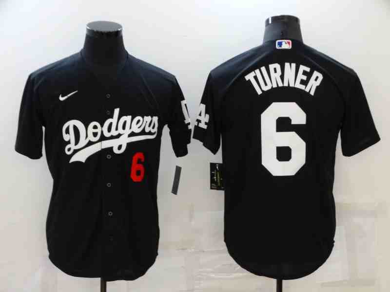 Men's Los Angeles Dodgers #6 Trea Turner Black Turn Back The Clock Jersey