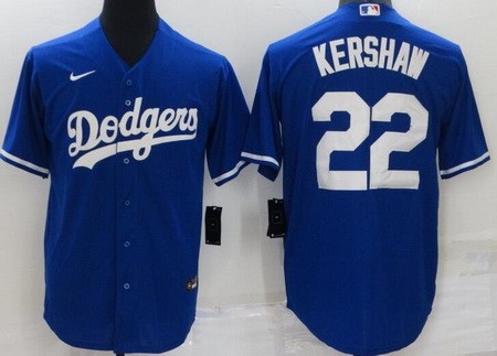 Men's Los Angeles Dodgers #22 Clayton Kershaw Blue Cool Base Jersey