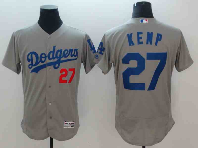 Men's Los Angeles Dodgers #27 Matt Kemp Gray Flexbase Jersey