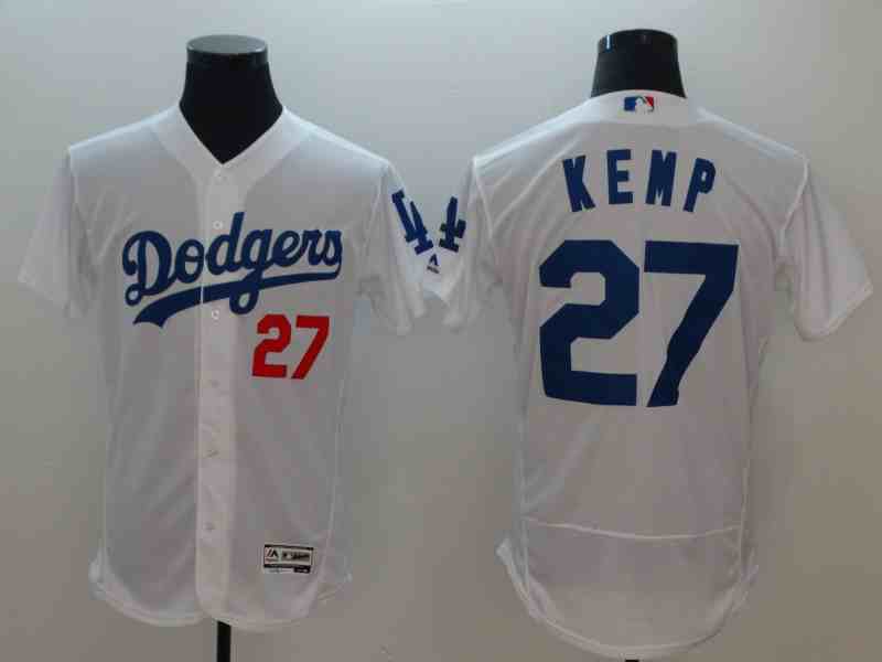 Men's Los Angeles Dodgers #27 Matt Kemp White Flexbase Jersey