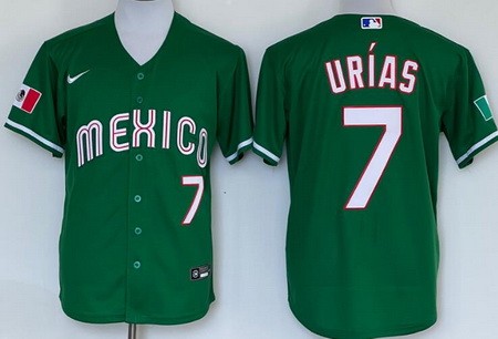 Men's Los Angeles Dodgers #7 Julio Urias Green Mexican Cool Base Jersey