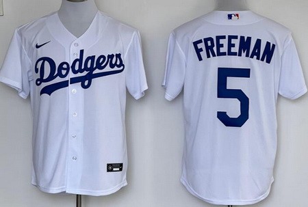 Men's Los Angeles Dodgers #5 Freddie Freeman White Cool Base Jersey