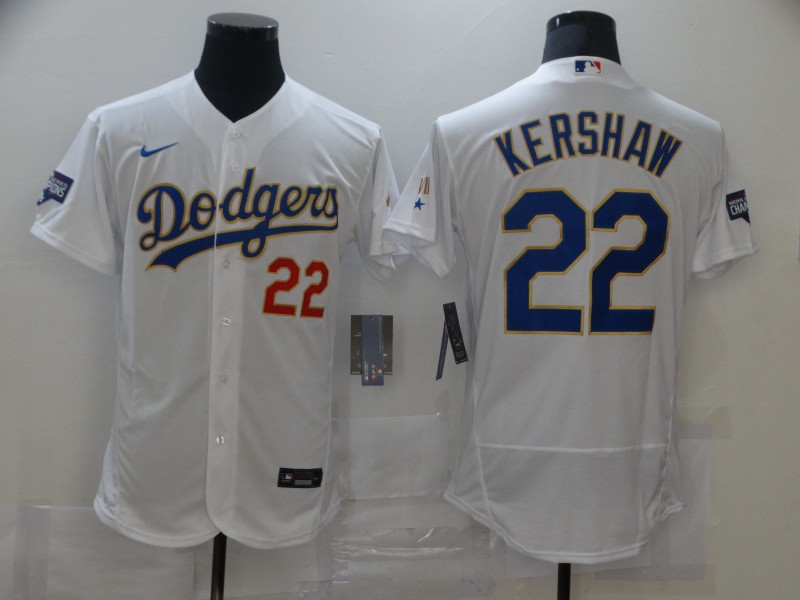 Men's Los Angeles Dodgers #22 Clayton Kershaw White Nike 2021 Gold Program Flexbase Jersey
