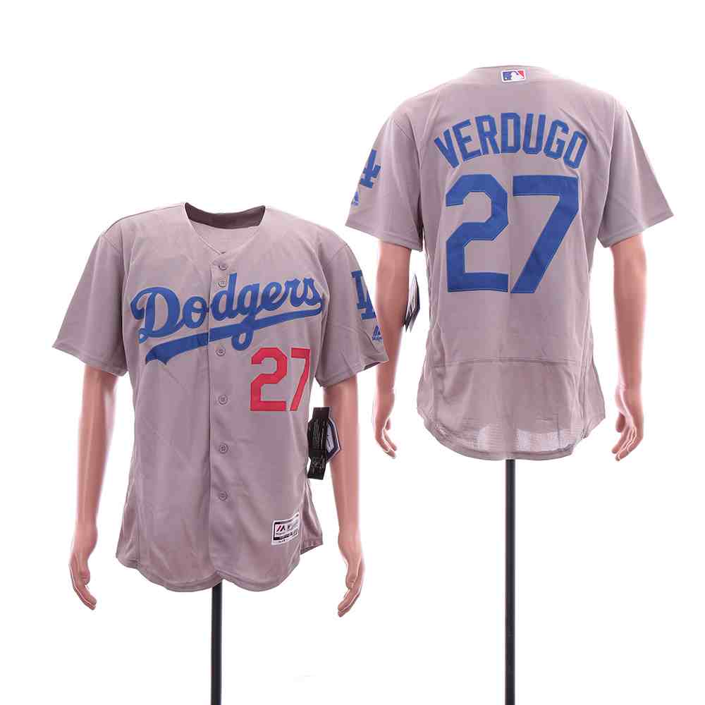 Men's Los Angeles Dodgers #27 Alex Verdugo Gray Flexbase Jersey