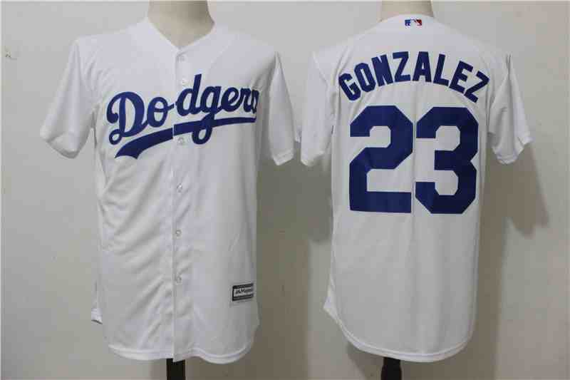 Men's Los Angeles Dodgers #23 Adrian Gonzalez White Cool Base Jersey