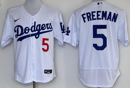 Men's Los Angeles Dodgers #5 Freddie Freeman White Authentic Jersey