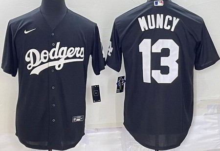 Men's Los Angeles Dodgers #13 Max Muncy Black Cool Base Jersey