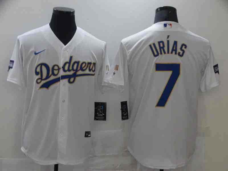 Men's Los Angeles Dodgers #7 Urias White Game 2021 Nike MLB Jersey