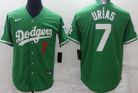 Men's Los Angeles Dodgers #7 Julio Urias Green Celtic Cool Base Jersey