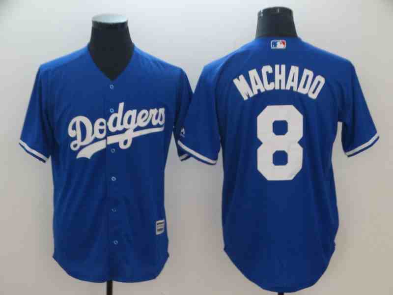 Men's Los Angeles Dodgers #8 Manny Machado Royal Cool Base  Jersey