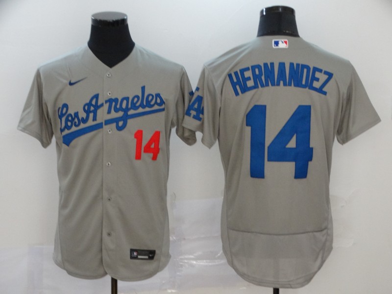 Men's Los Angeles Dodgers #14 Enrique Hernandez Gray 2020 Nike Flexbase Jersey