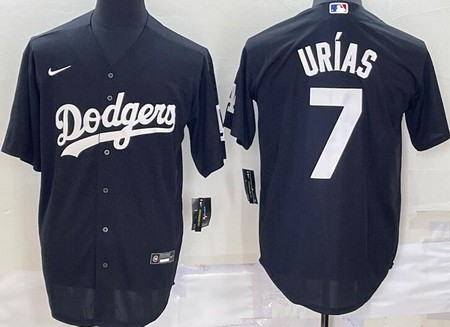 Men's Los Angeles Dodgers #7 Julio Urias Black Cool Base Jersey