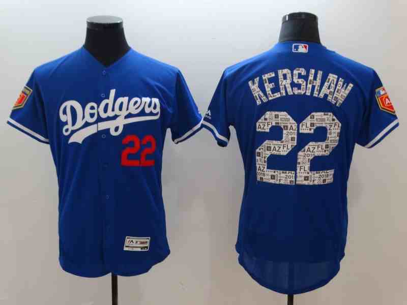 Men's Los Angeles Dodgers #22 Clayton Kershaw Royal 2018 Spring Training Flexbase Jersey