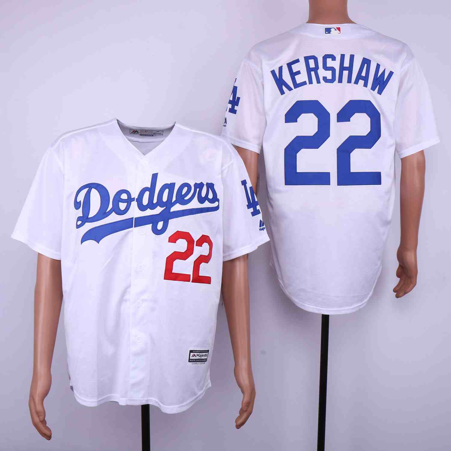 Men's Los Angeles Dodgers #22 Clayton Kershaw White Cool Base Jersey (2)