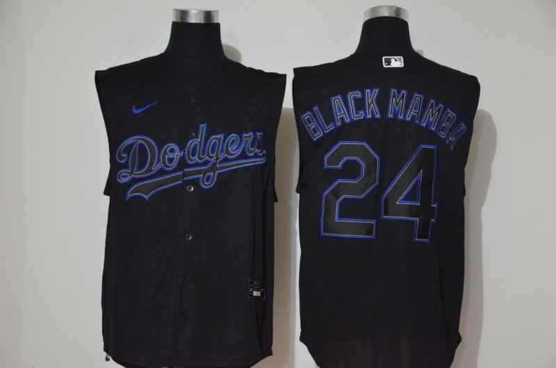 Men's Los Angeles Dodgers #24 Black Mamba Black Nike Cool Base Sleeveless Jersey