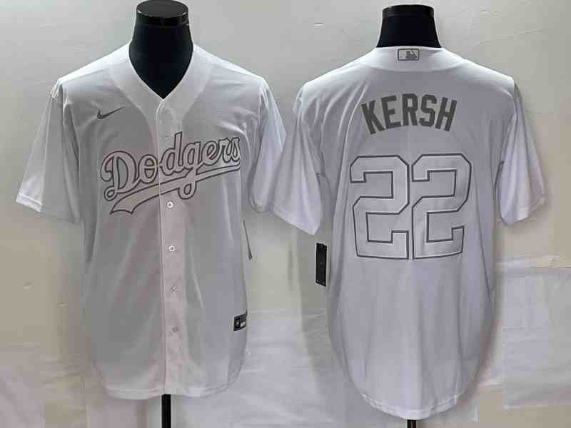 Men's Los Angeles Dodgers #22 Clayton Kershaw white Cool Base Stitched Baseball Jersey 2