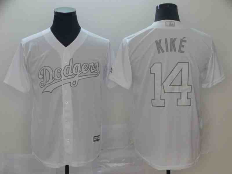 Men's Los Angeles Dodgers #14 Enrique Hernandez Kike  White 2019 Players' Weekend Player Jersey