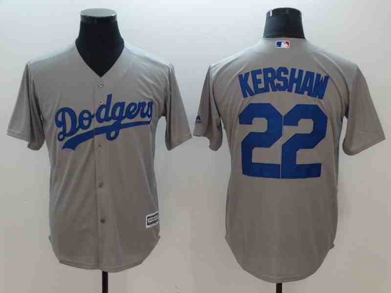 Men's Los Angeles Dodgers #22 Clayton Kershaw Gray Cool Base  Jersey