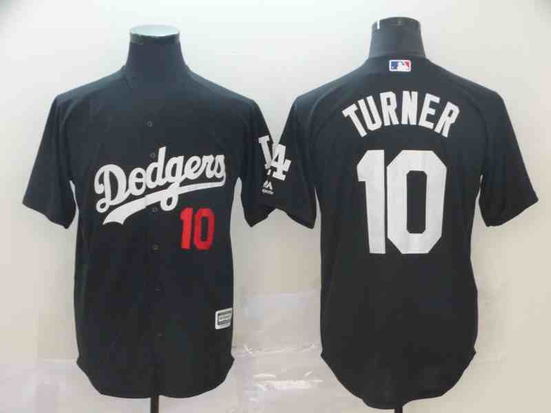 Men's Los Angeles Dodgers #10 Justin Turner Black Turn Back The Clock Cool Base Jersey