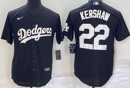 Men's Los Angeles Dodgers #22 Clayton Kershaw Black Cool Base Jersey