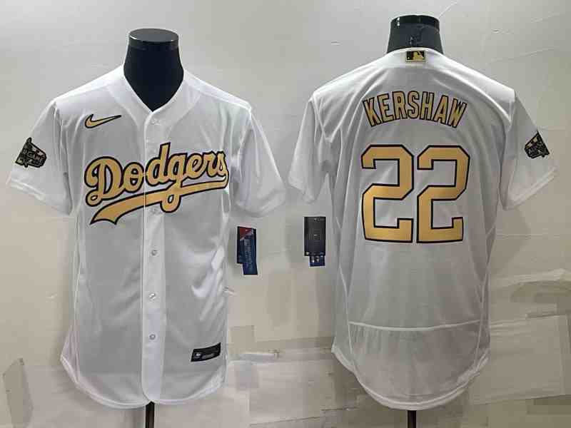 Men's Los Angeles Dodgers #22 Clayton Kershaw White 2022 All Star Stitched Flex Base Nike Jersey