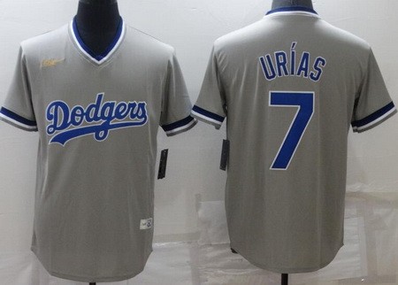Men's Los Angeles Dodgers #7 Julio Urias Gray Cooperstown Collection Jersey