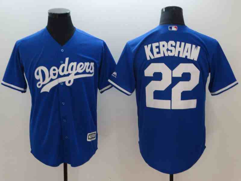 Men's Los Angeles Dodgers #22 Clayton Kershaw Blue Cool Base  Jersey