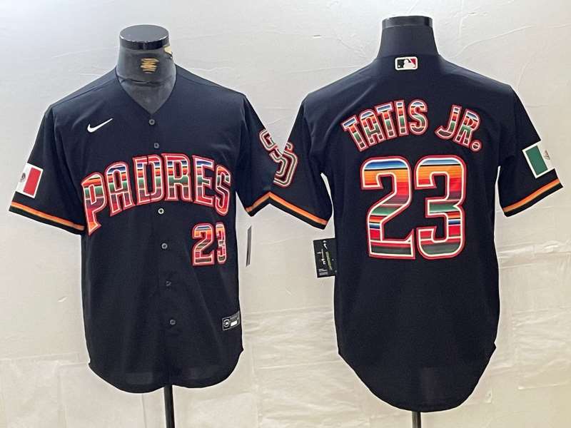 Men's San Diego Padres #23 Fernando Tatis Jr Black Rainbow Mexico Cool Base Stitched Jersey_Jc