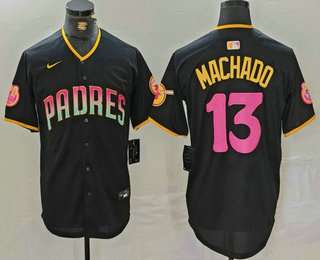 Men's San Diego Padres #13 Manny Machado Black 20th Anniversary Cool Base Stitched Jersey_Jc