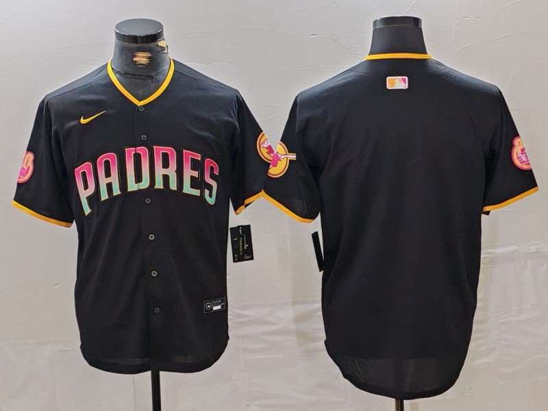 Men's San Diego Padres Blank Black Cool Base Stitched Baseball Jersey_Jc