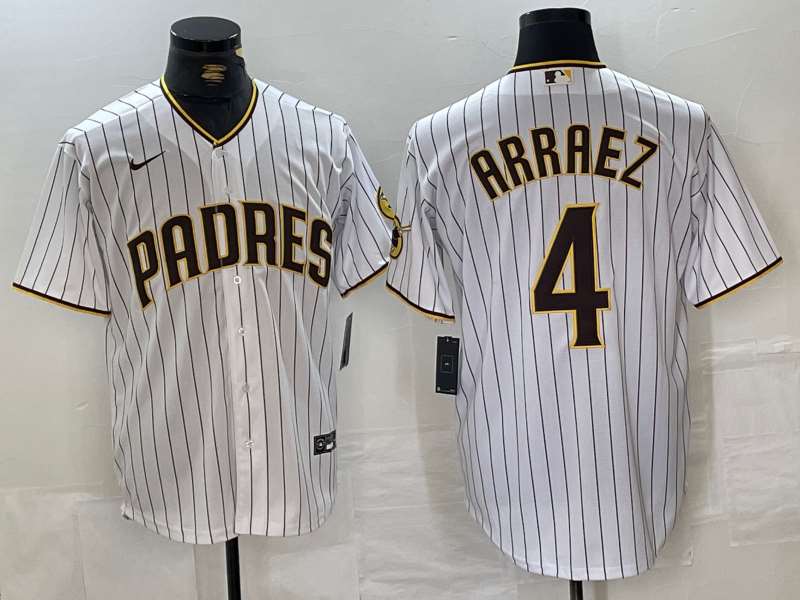 Men's San Diego Padres #4 Luis Arraez White Cool Base Stitched Jersey_Jc