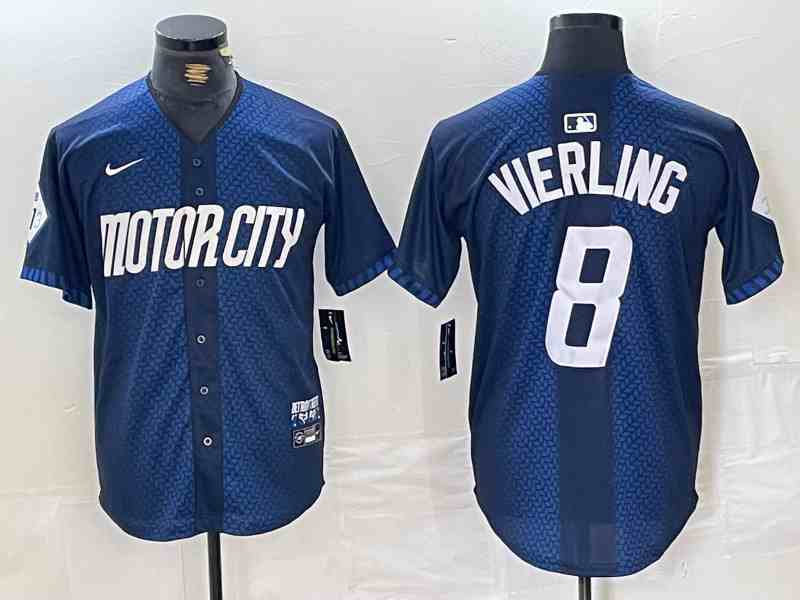 Men's Detroit Tigers #8 Matt Vierling Navy 2024 City Connect Cool Base Limited Stitched Jersey