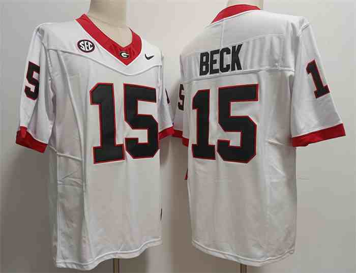 Georgia Bulldogs #15 Carson Beck White Stitched Jersey