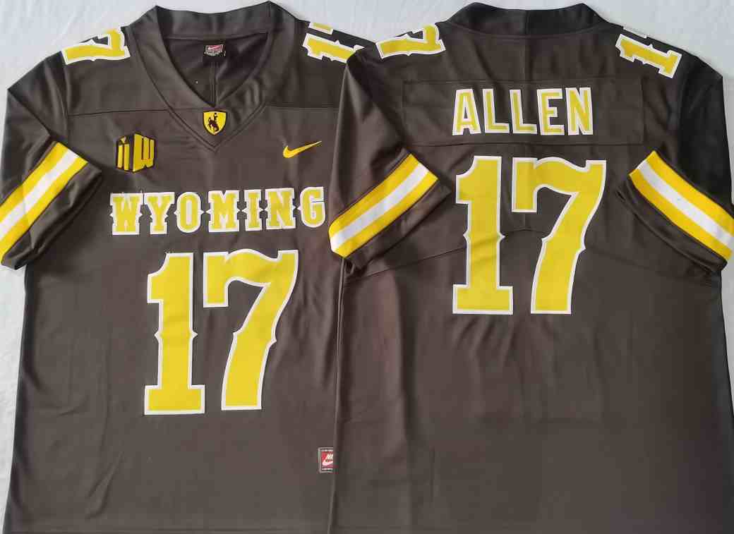 Men's WYOMING Cowboys Coffee #17 ALLEN Stitched jersey
