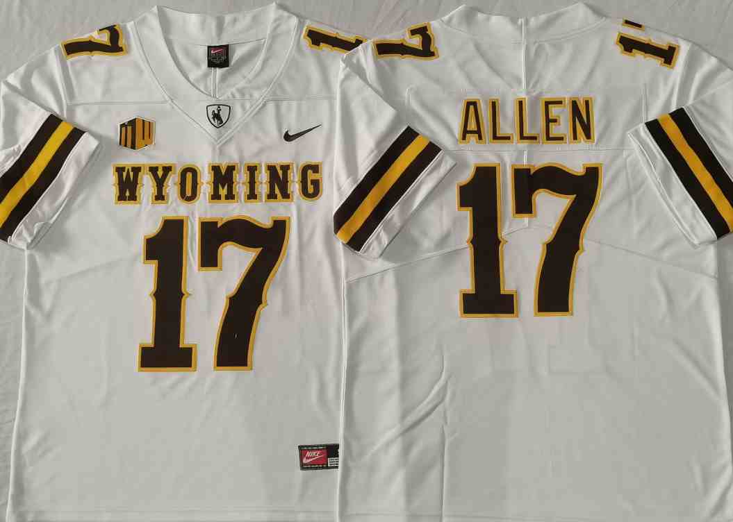 Men's WYOMING Cowboys White #17 ALLEN Stitched jersey