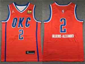 Oklahoma City Thunder #2 Shai Gilgeous-Alexander 2023-24 Orange Statement Edition Swingman Jersey