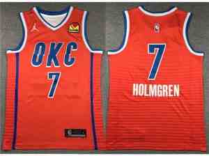 Oklahoma City Thunder #7 Chet Holmgren 2023-24 Orange Statement Edition Swingman Jersey