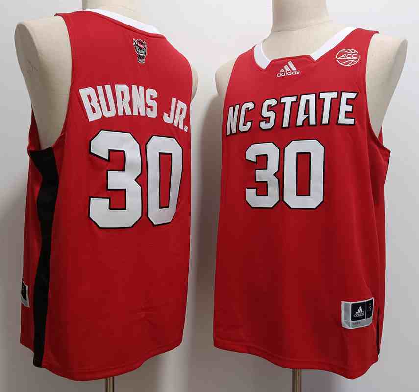 Men's NC State Wolfpack#30 D.J. Burns Jr red College Basketball jersey