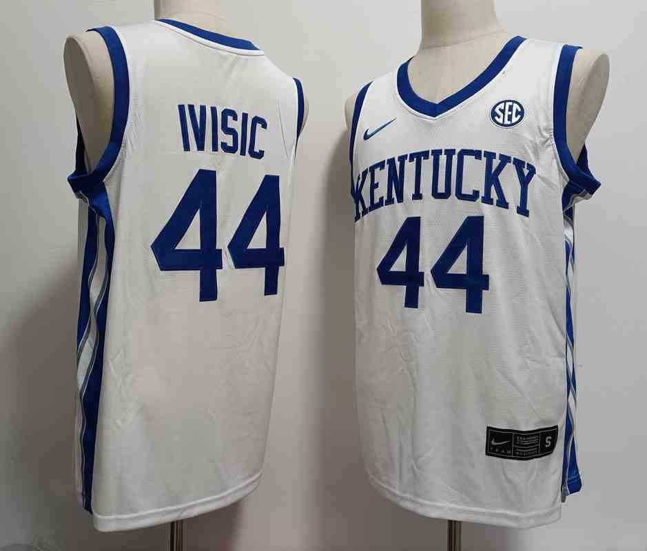 Men's Kentucky Wildcats #44 #44 Zvonimir Ivisic  White  College Basketball  Jersey