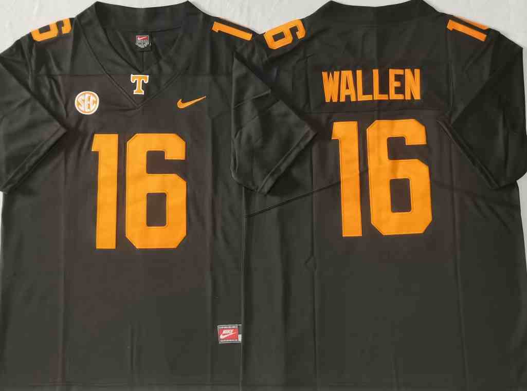 Men's Tennessee Volunteers #16 Morgan Wallen Black Stitched Jersey