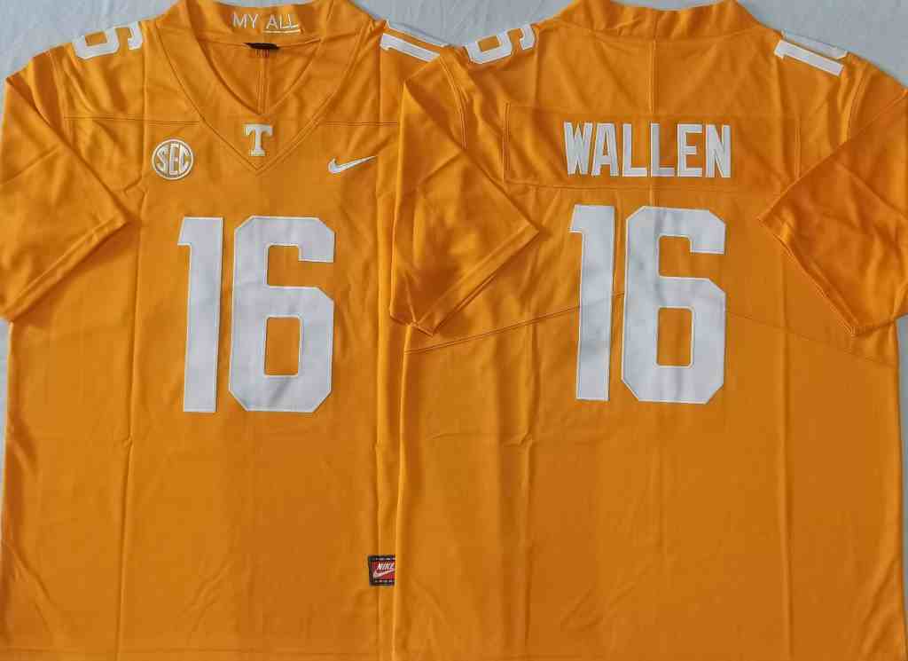 Men's Tennessee Volunteers #16 Morgan Wallen Orange Stitched Jersey