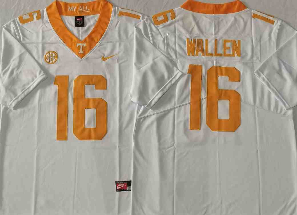 Men's Tennessee Volunteers #16 Morgan Wallen White Stitched Jersey