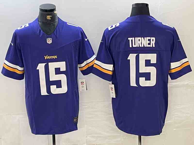 Men's Minnesota Vikings #15 Dallas Turner Purple 2024 Draft F.U.S.E. Vapor Untouchable Limited Football Stitched Jersey